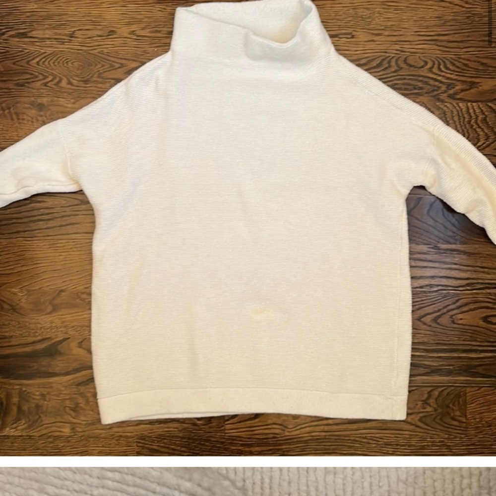 Cream Textured Knit Cowl Sweater